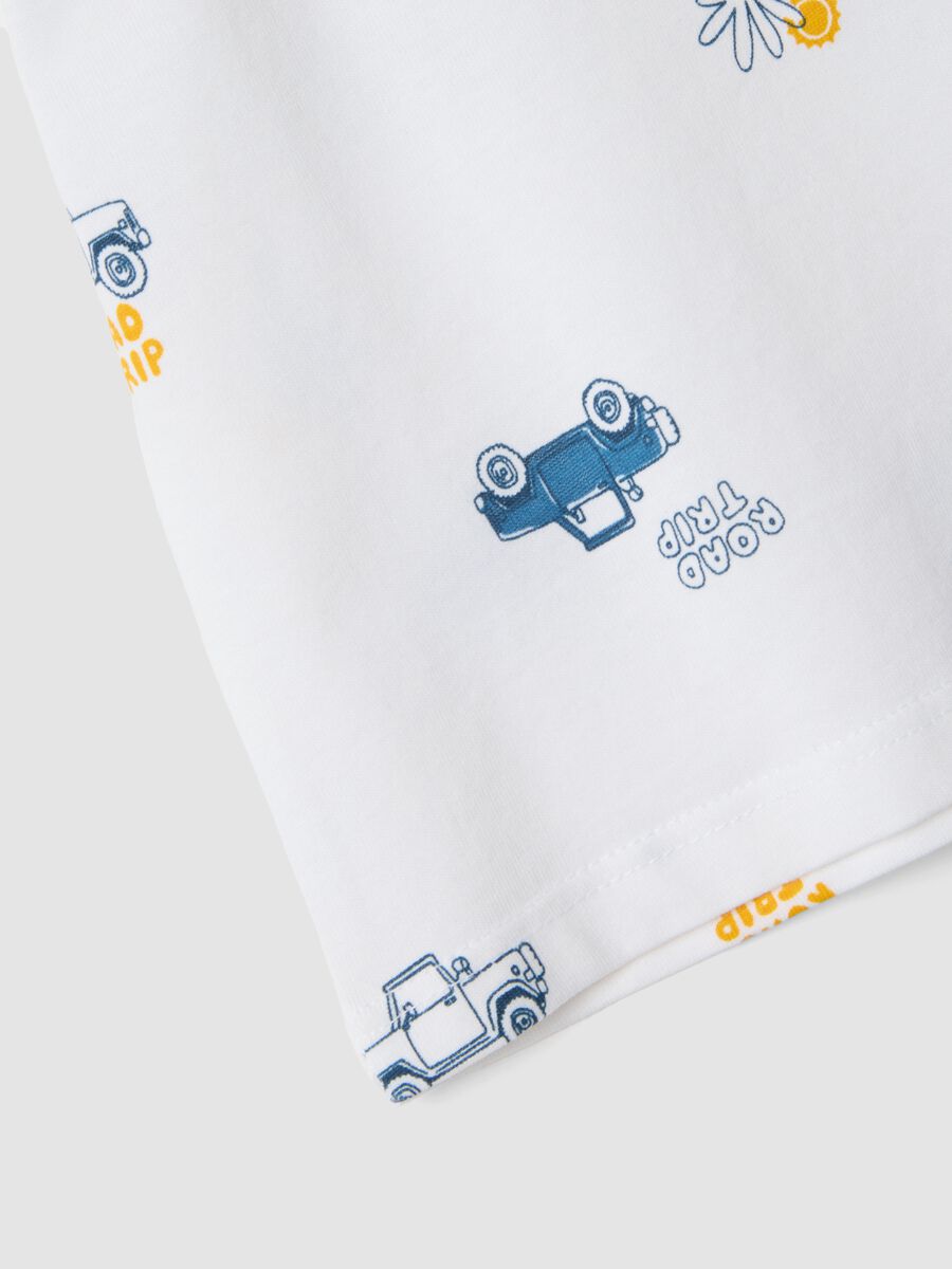 White organic cotton boys&rsquo; T-shirt with car print_3