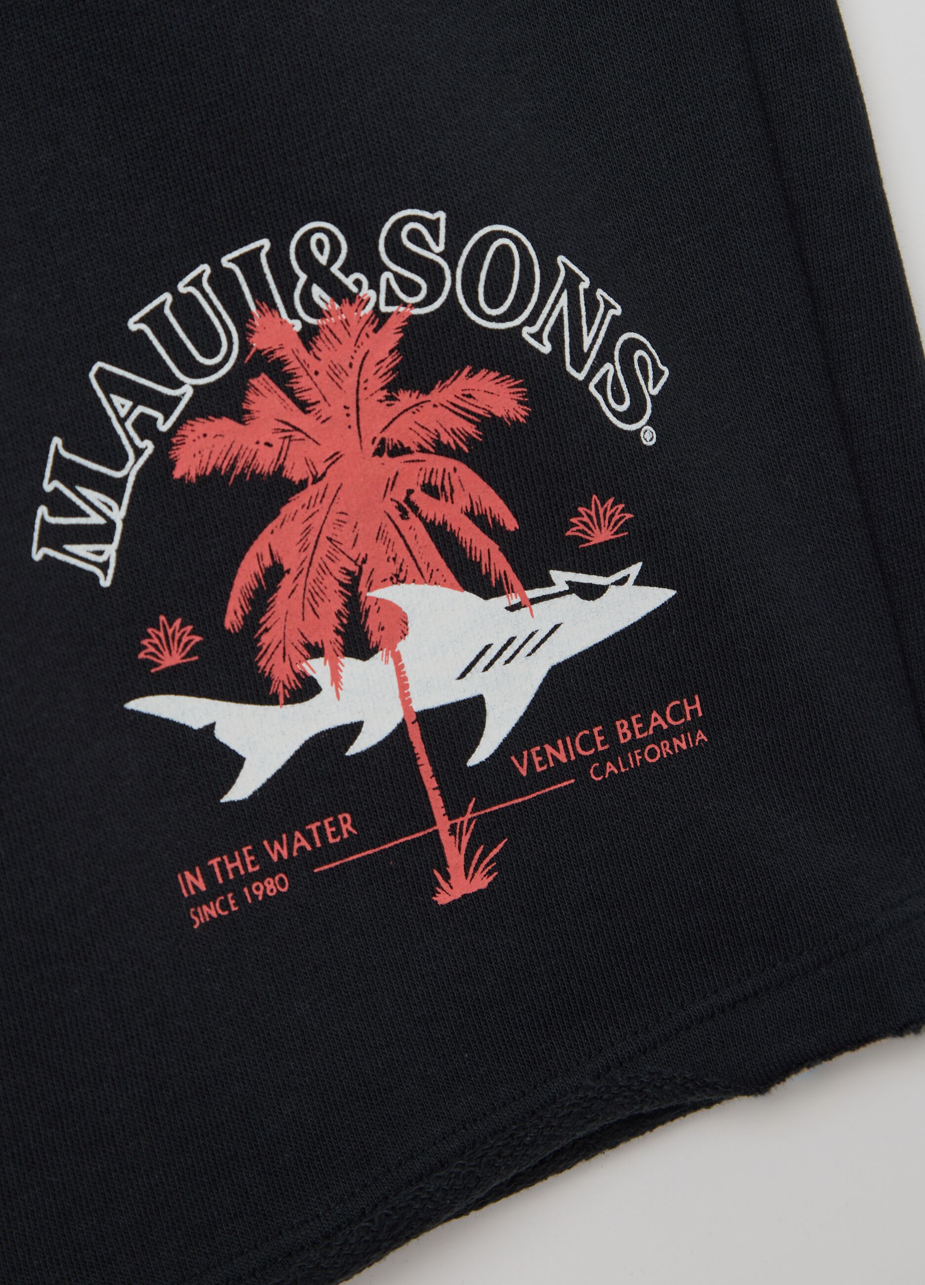 Black relaxed fit cotton Maui shorts