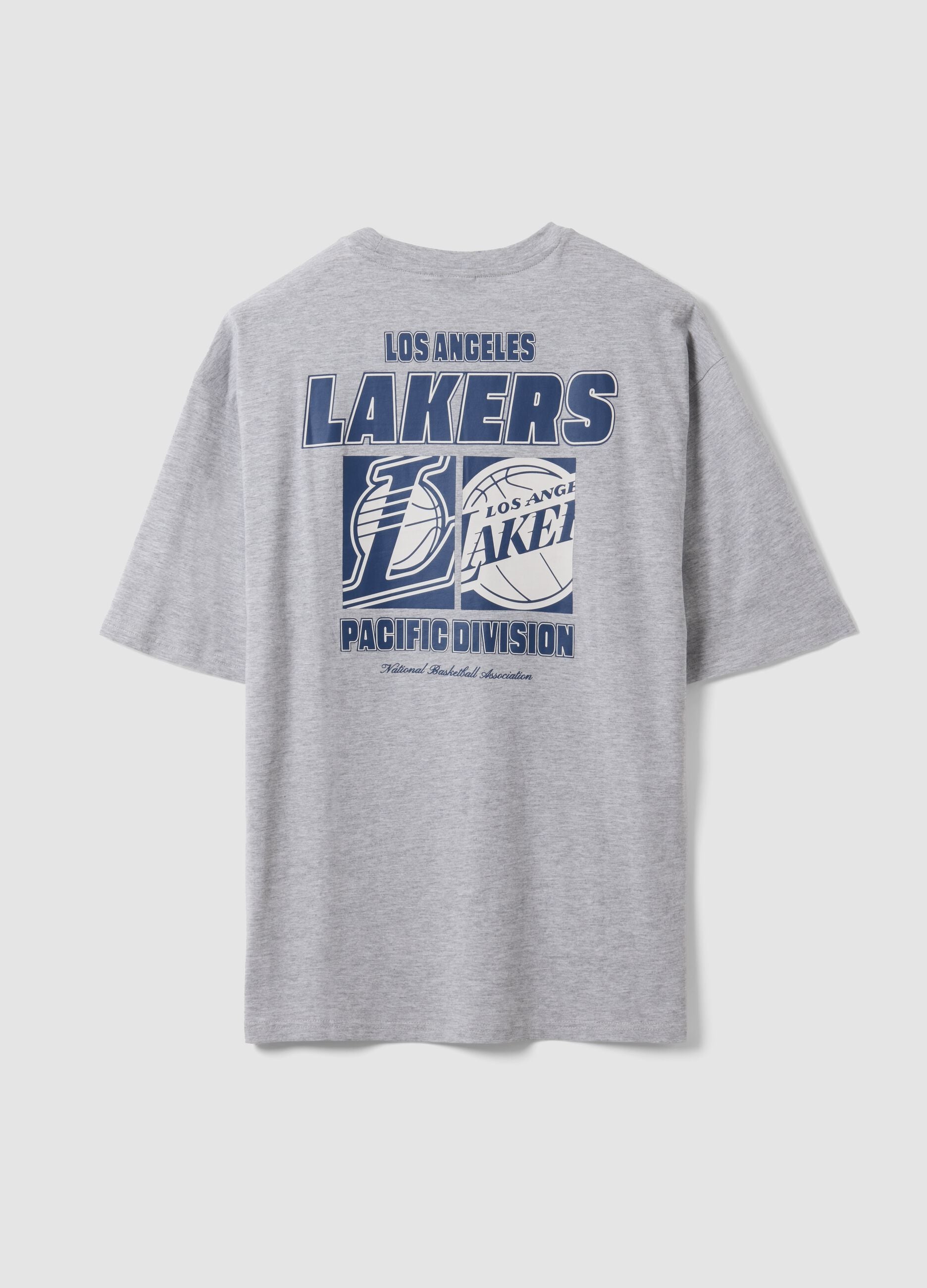 Grey pure cotton T-shirt with Lakers print