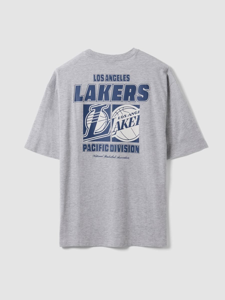 Grey pure cotton T-shirt with Lakers print_2