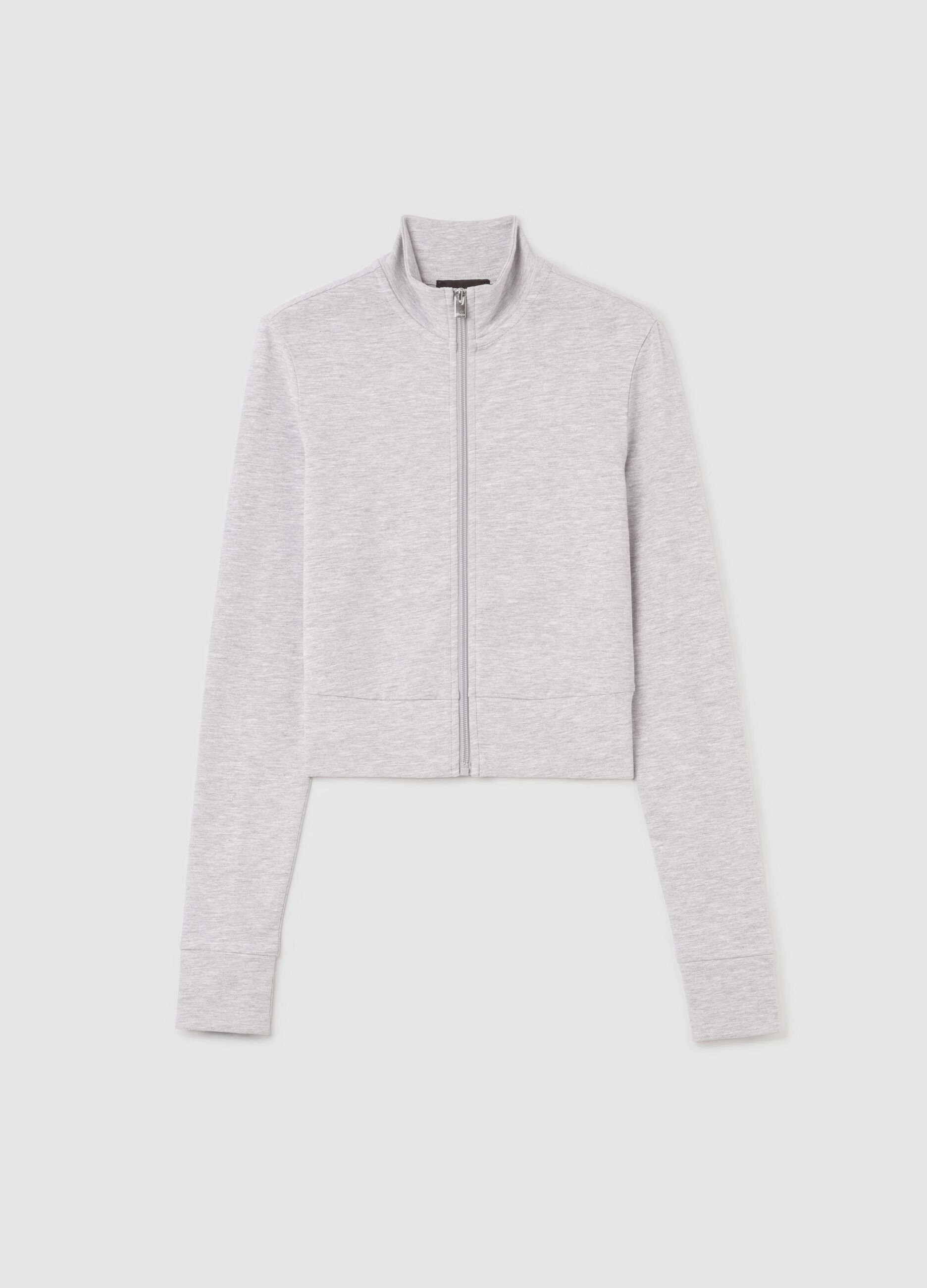 Crop Jersey Full-zip Grey Mélange