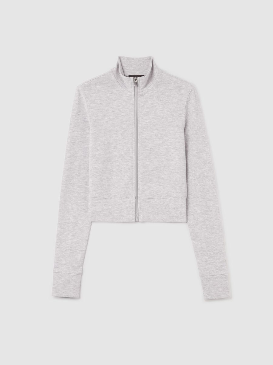 Crop Jersey Full-zip Grey Mélange_5