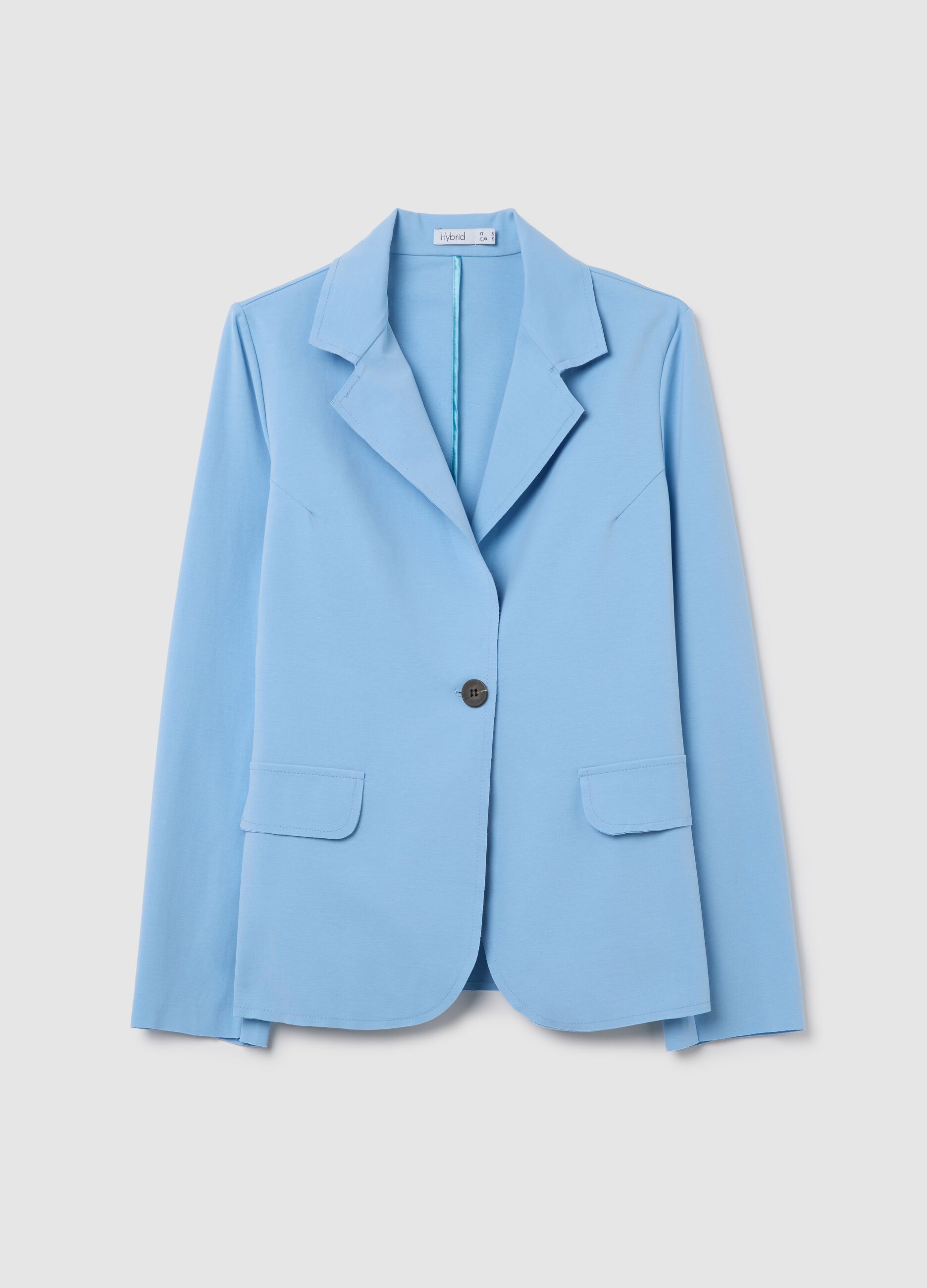 Light blue stretch single-breasted blazer