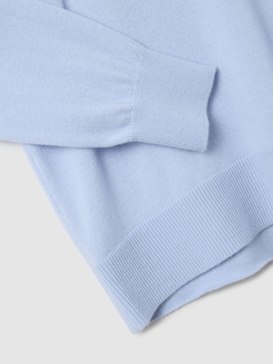 Regular fit light blue pure wool sweater_5