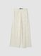White wide leg cotton blend trousers with perforated texture_5