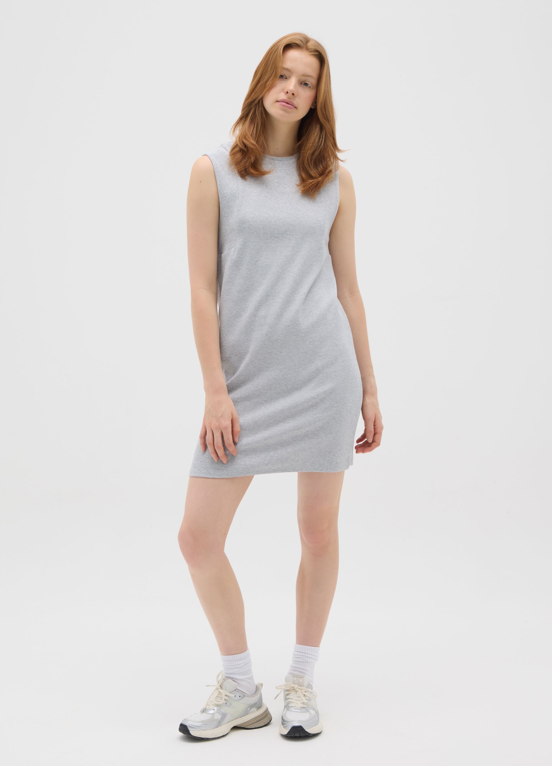Abito da donna in cotone elasticizzato grigio fitted