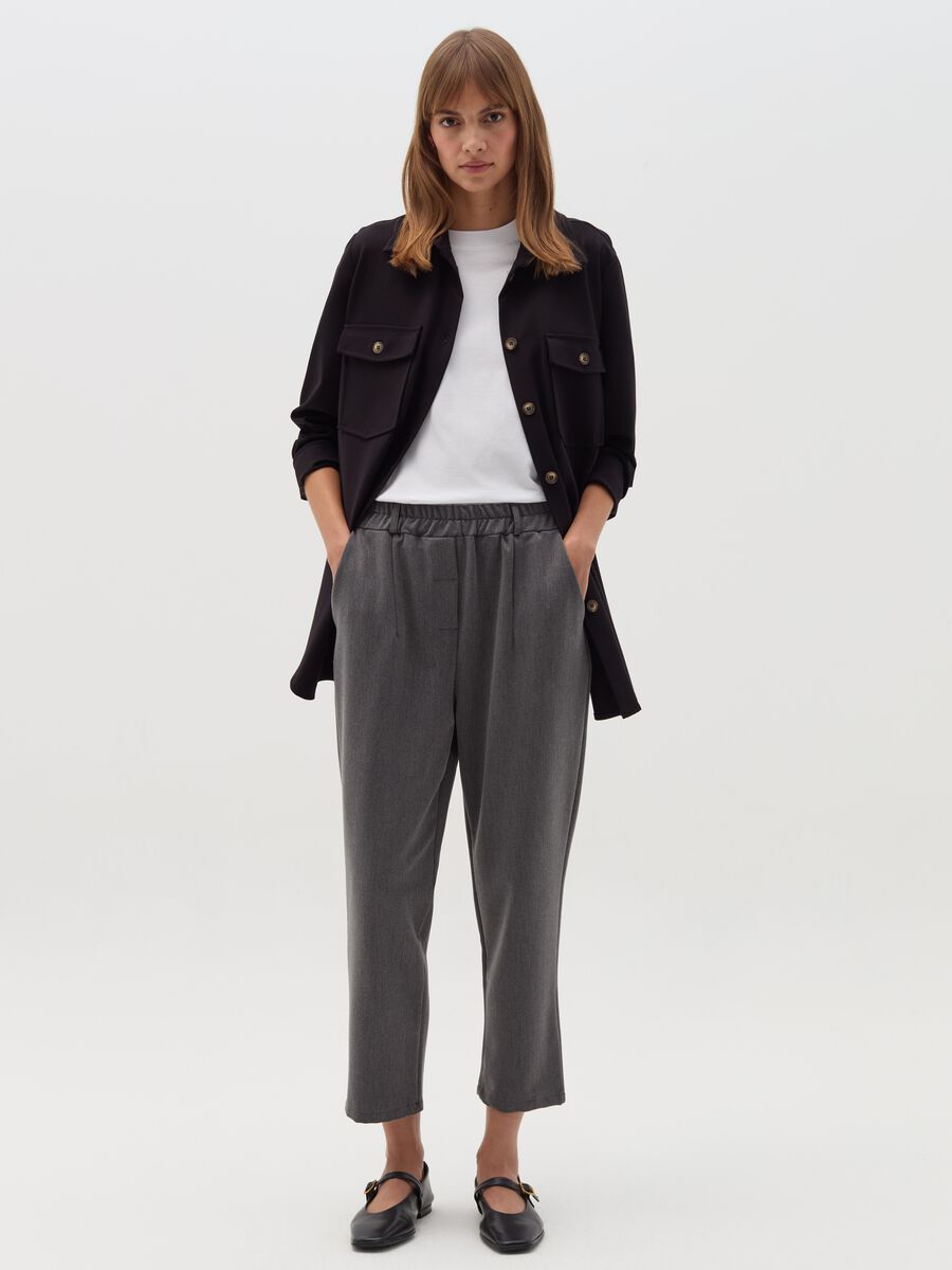 Cropped cigarette trousers with inverted pleats_0