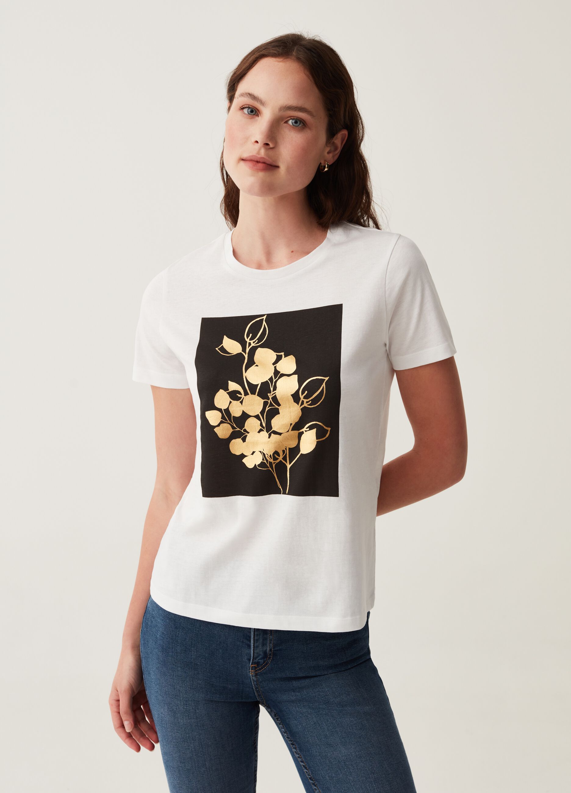 T-shirt stampa foliage in foil_0