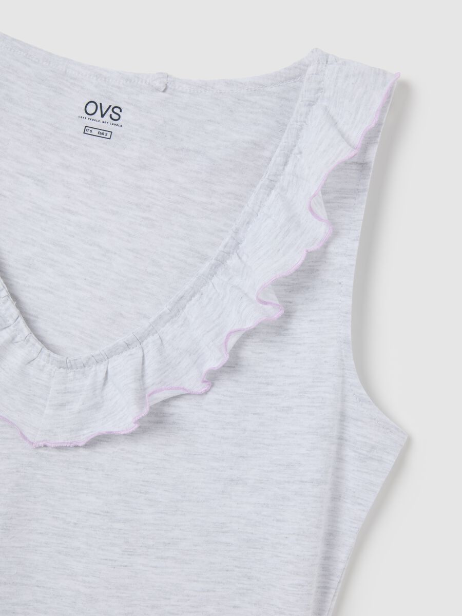 Camicia lunga da donna in cotone grigia con volant_5