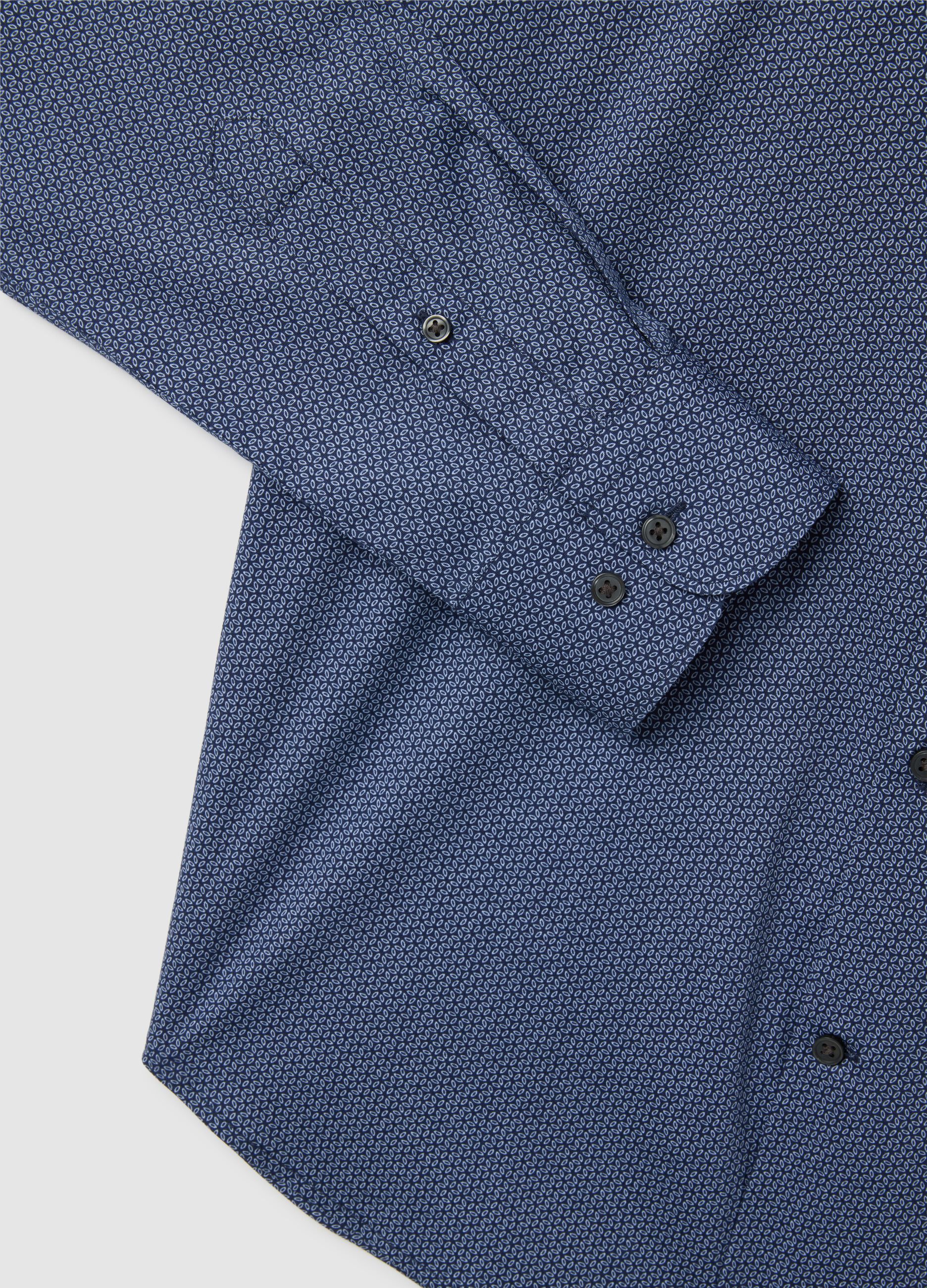 Camicia da uomo in cotone blu slim fit