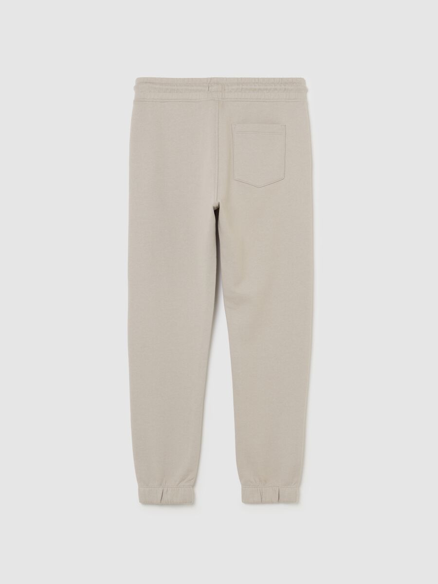 Jogger beige da ragazzo in puro cotone regular fit con scritta_4
