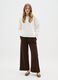 Brown Wide Leg Trousers Regular Fit_0