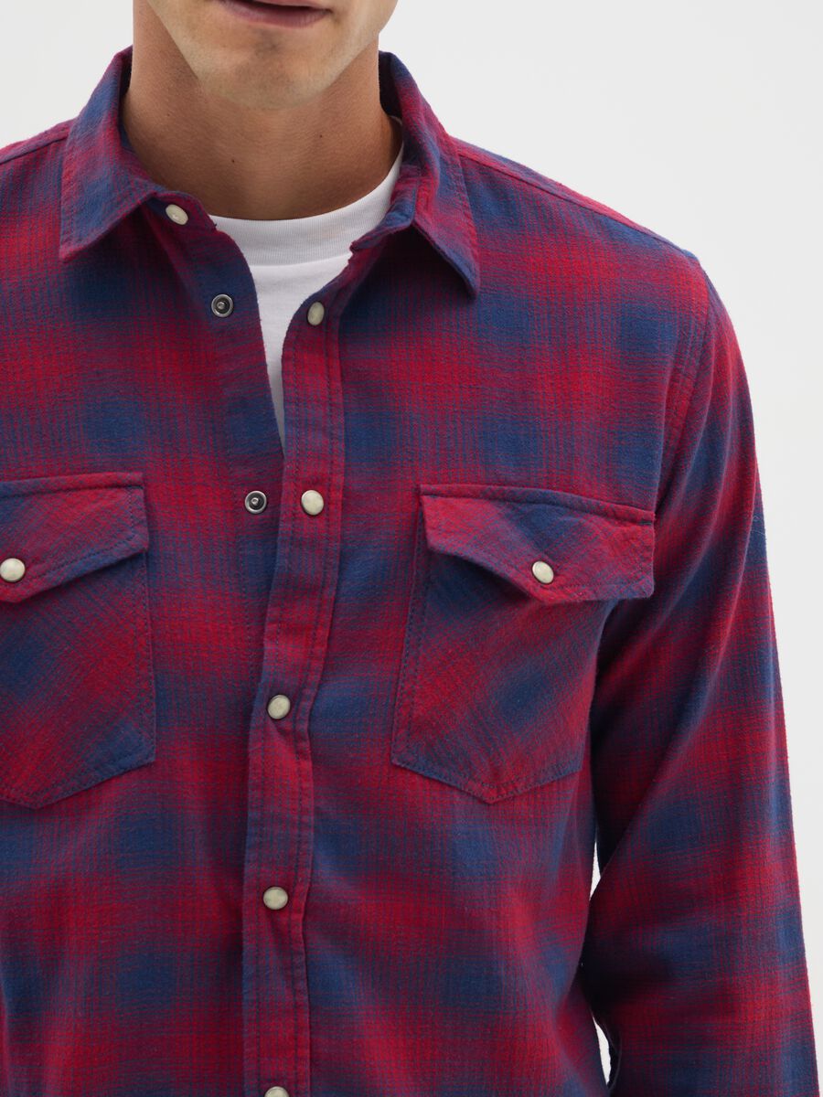 Multicolour pure cotton flannel shirt regular fit_3
