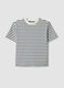 Blue pure cotton striped T-shirt_4