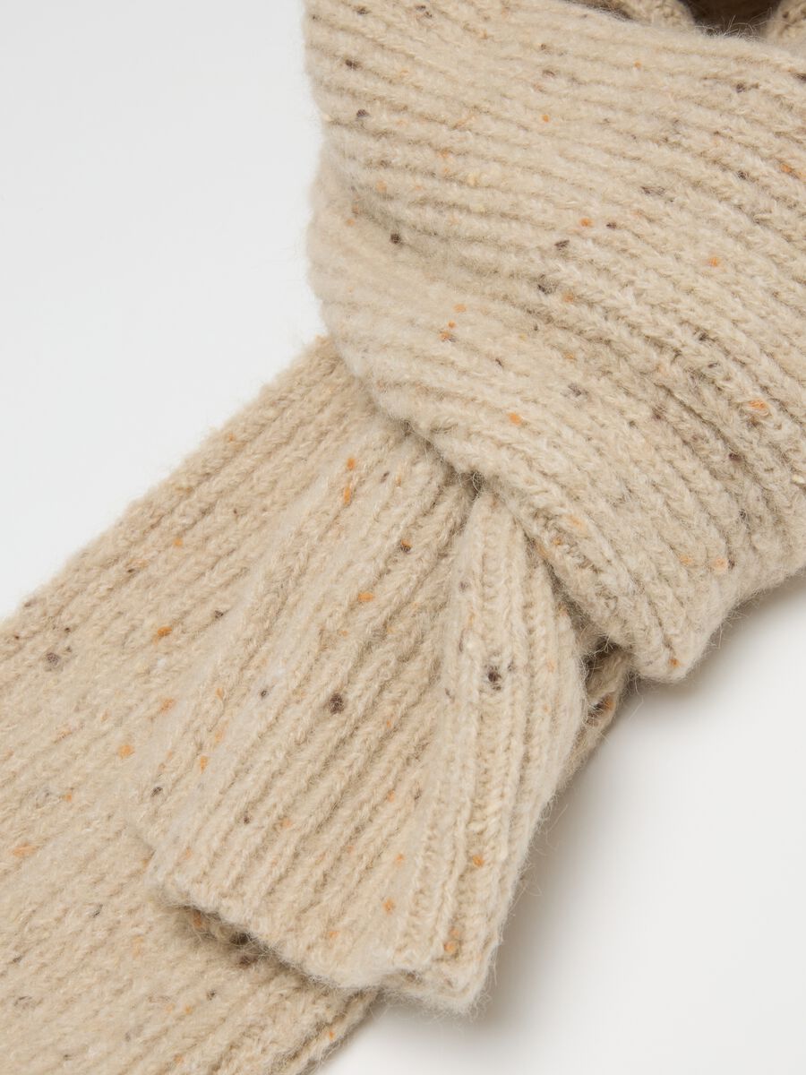 Beige Wool Blend Scarf_1