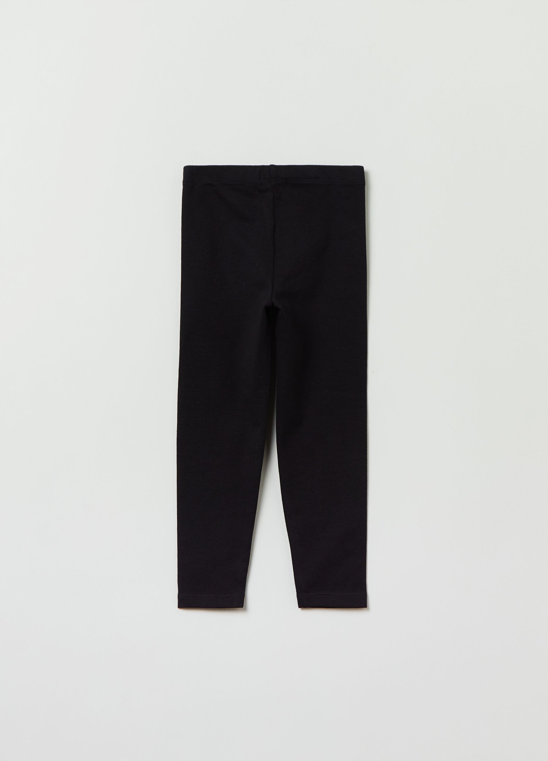 Leggings in cotone stretch con strass_1