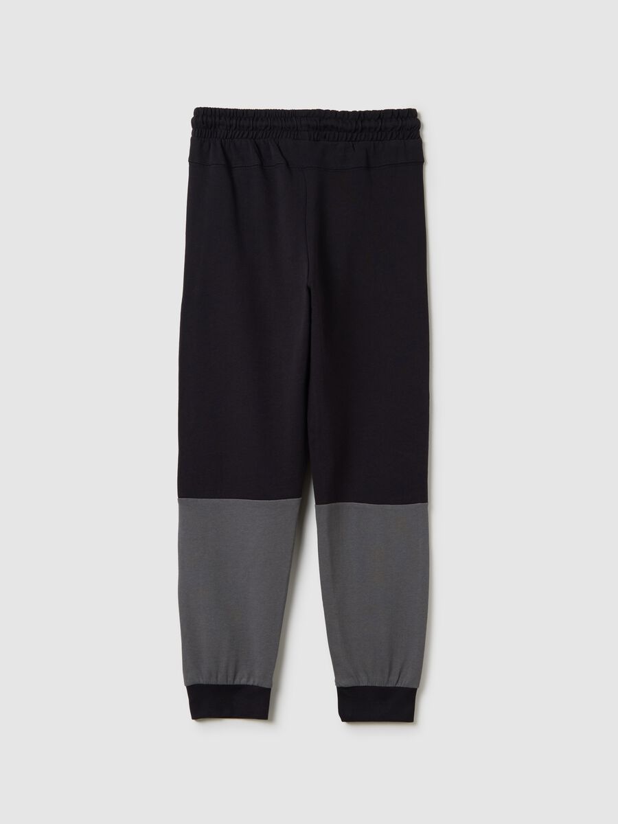 Black joggers with drawstring and contrasting inserts_4