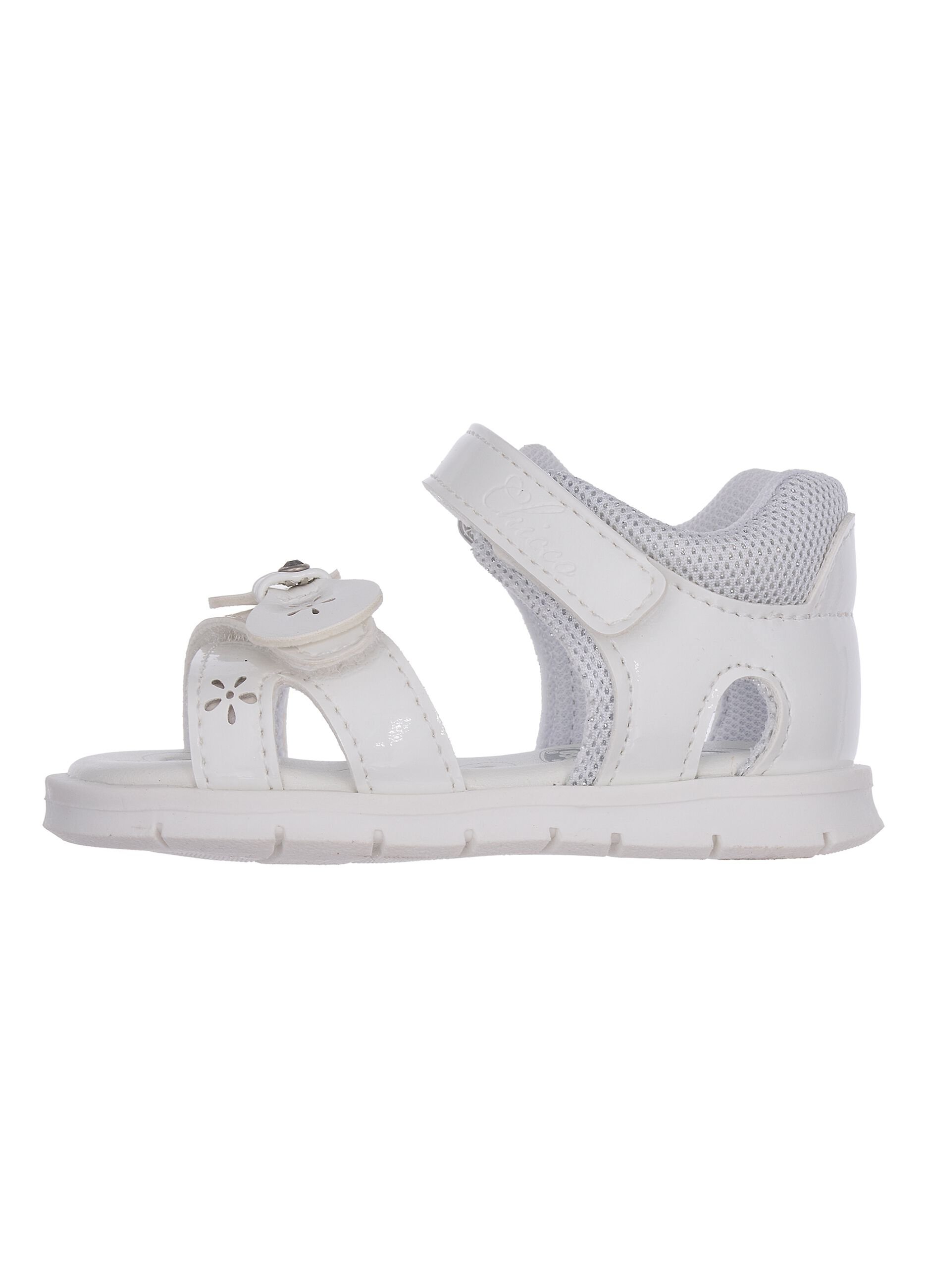 White sandals with velcro closure for girls