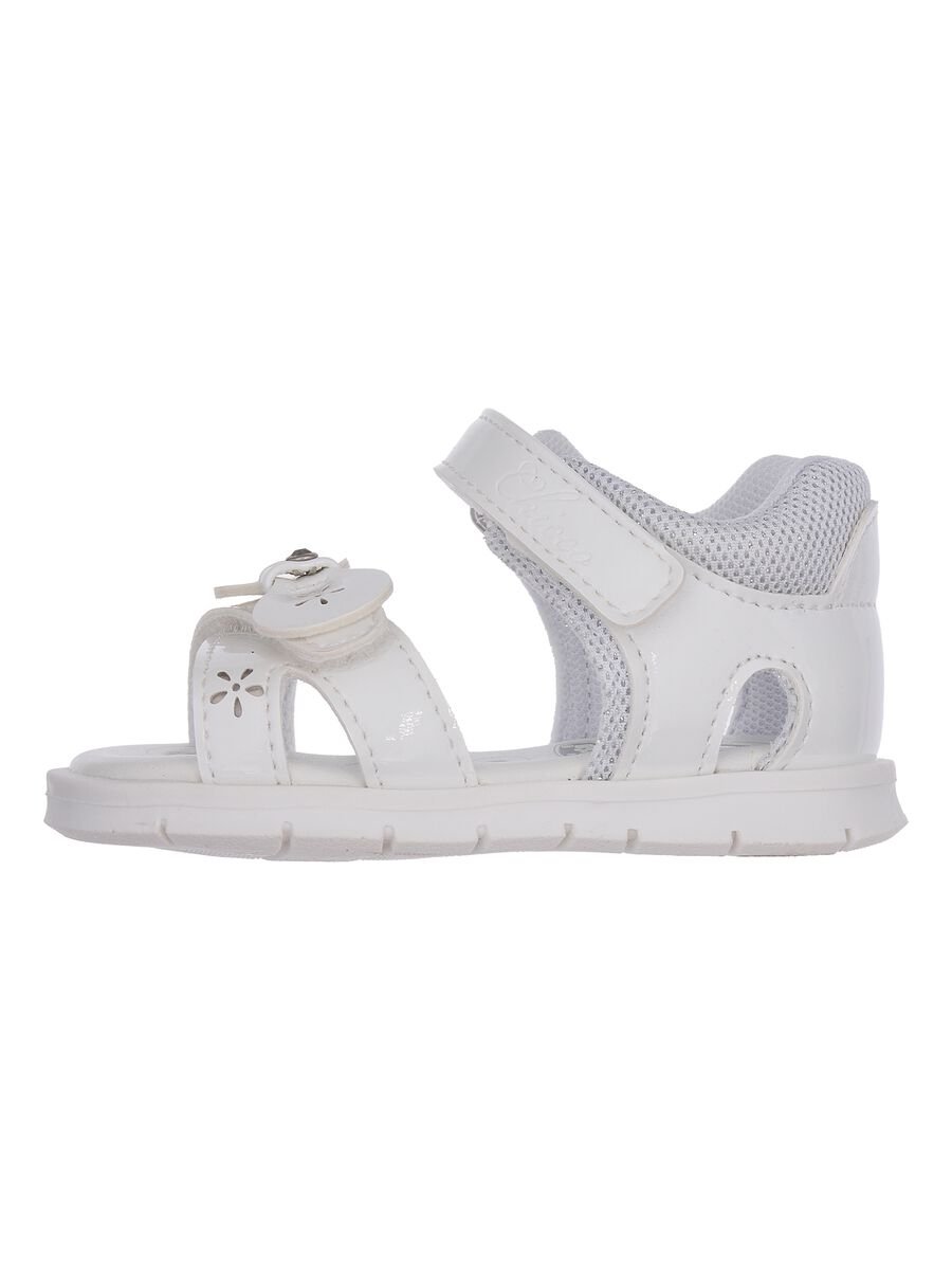 White sandals with velcro closure for girls_0