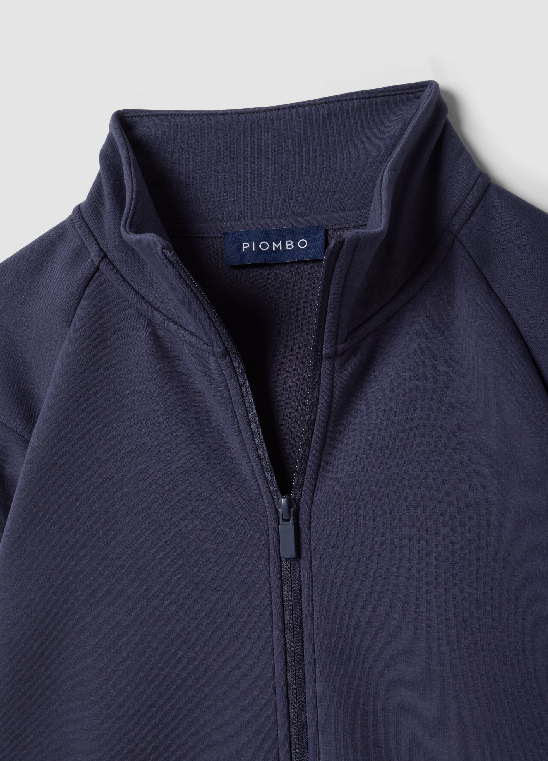 Full-zip blu con colletto in tessuto elasticizzato Easy Dry regular fit