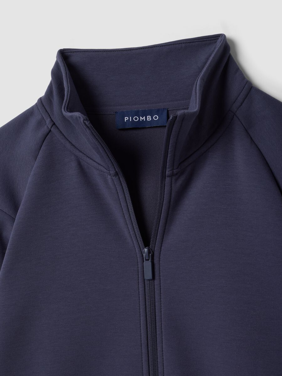 Full-zip blu con colletto in tessuto elasticizzato Easy Dry regular fit_1