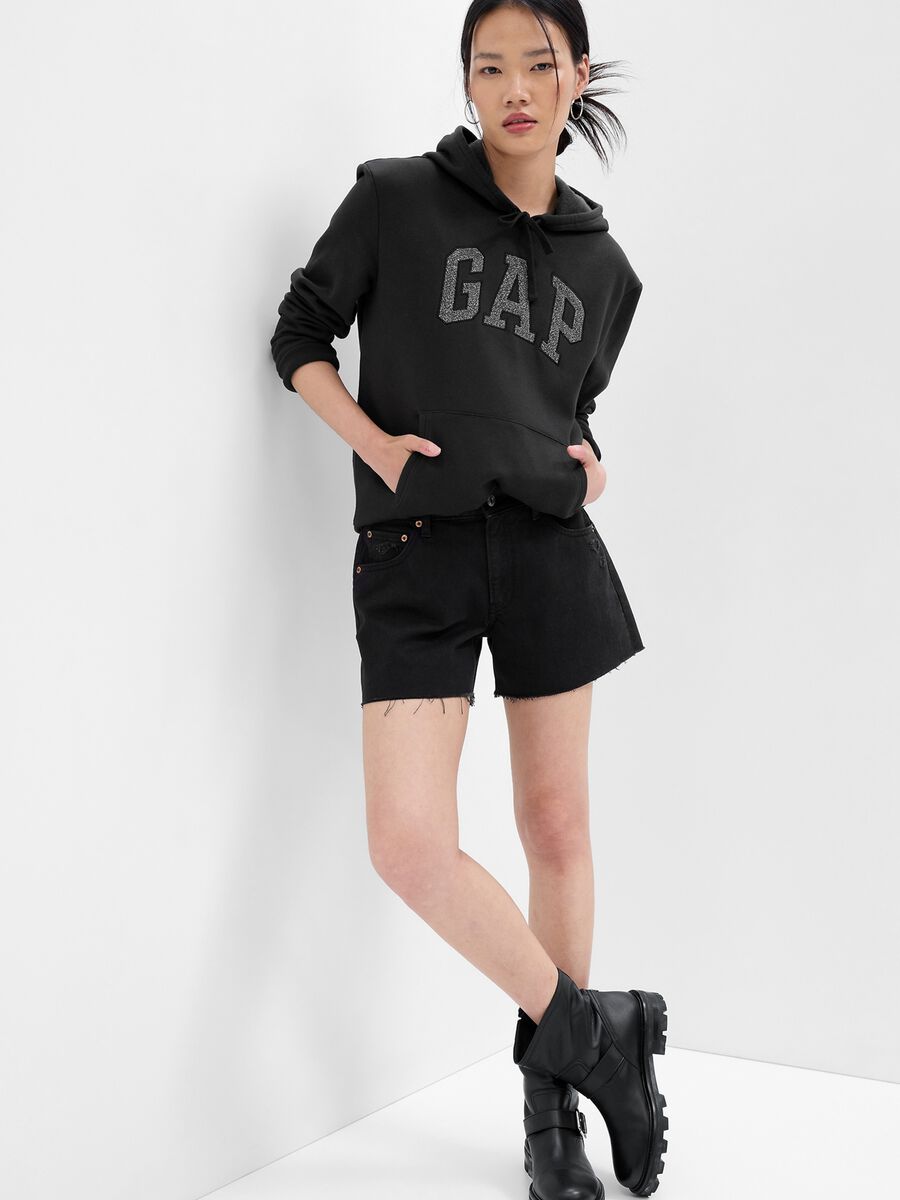 French terry sweatshirt with glitter logo embroidery_0