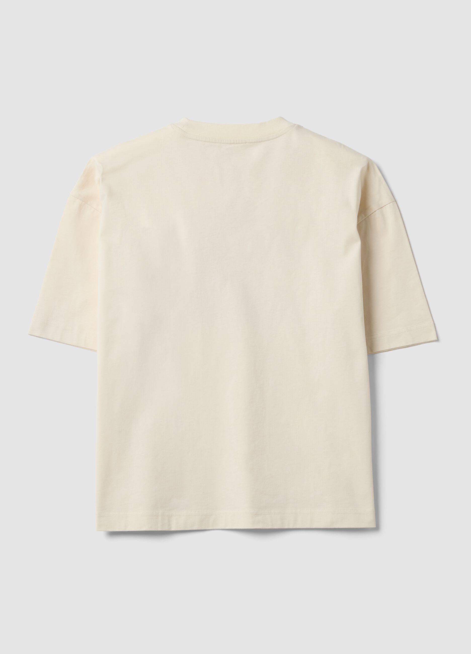T-shirt bianca in puro cotone con stampa frontale Six Seven boxy fit