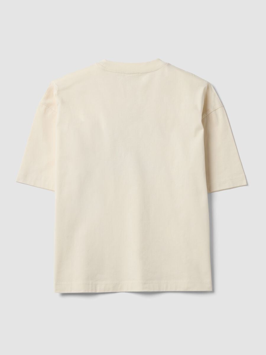 White pure cotton T-shirt with Six Seven front print, boxy fit_5