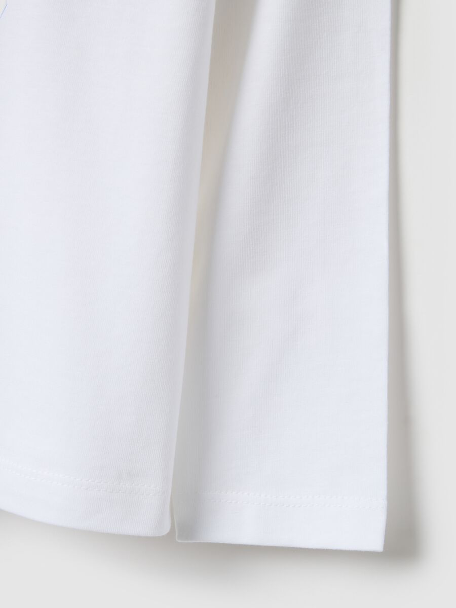 Girls' white pure cotton T-shirt, regular fit_3