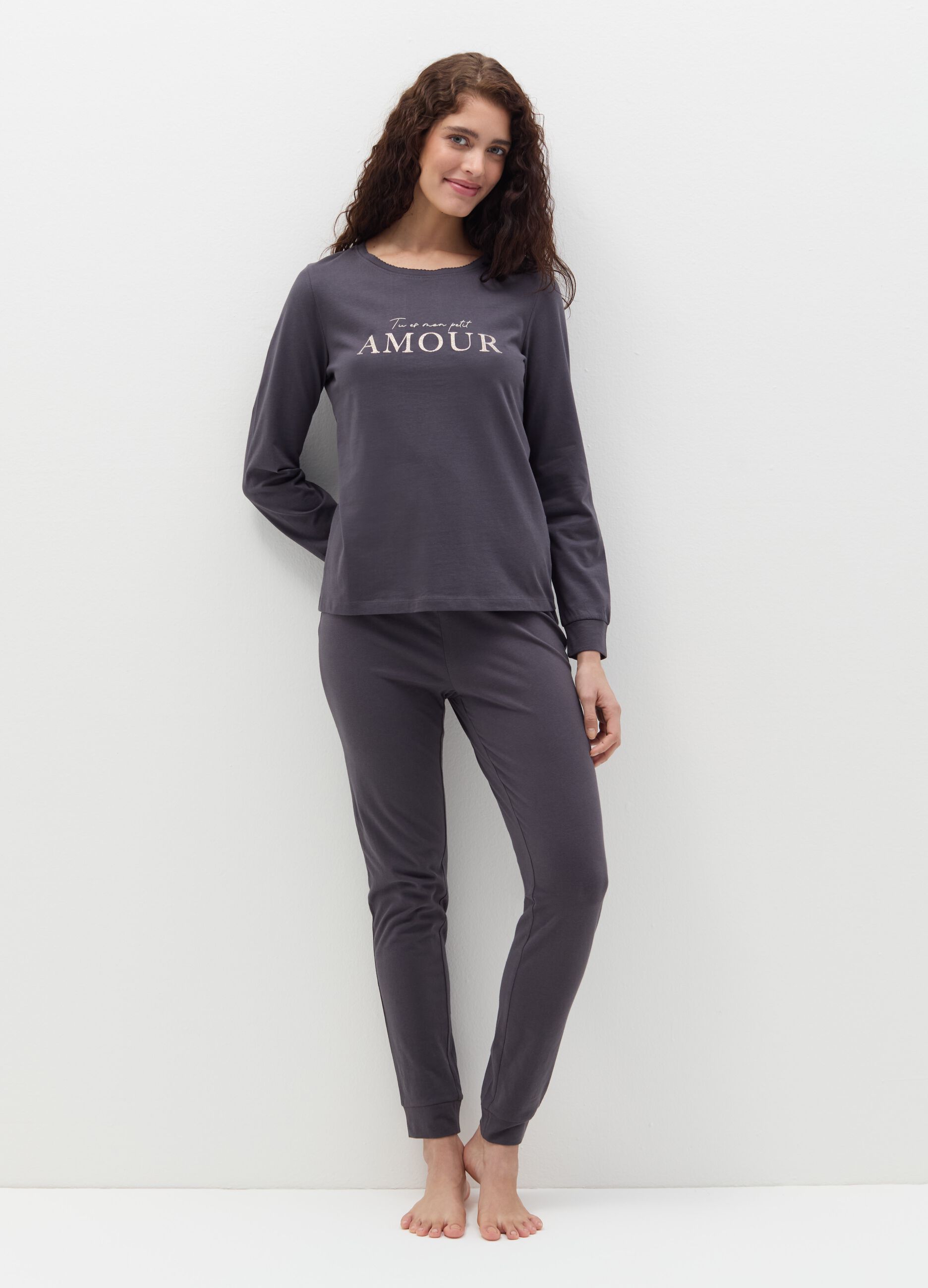 Top pigiama con stampa "Tu es mon petit amour"