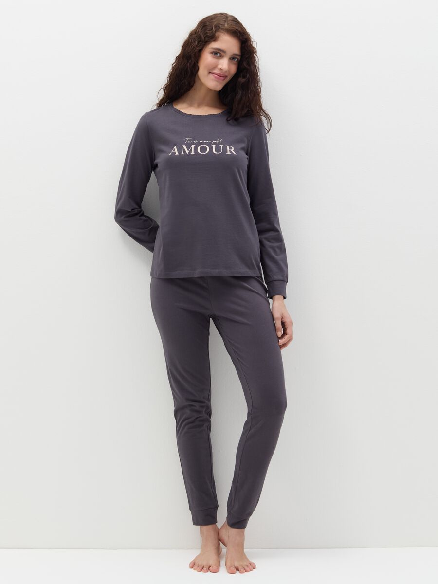 Pyjama top with "Tu es mon petit amour" print_0