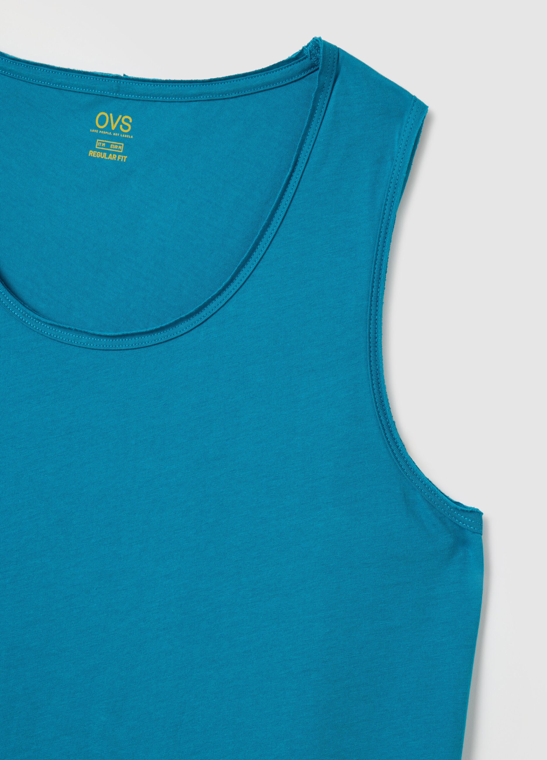 Canotta da uomo in puro cotone blu regular fit