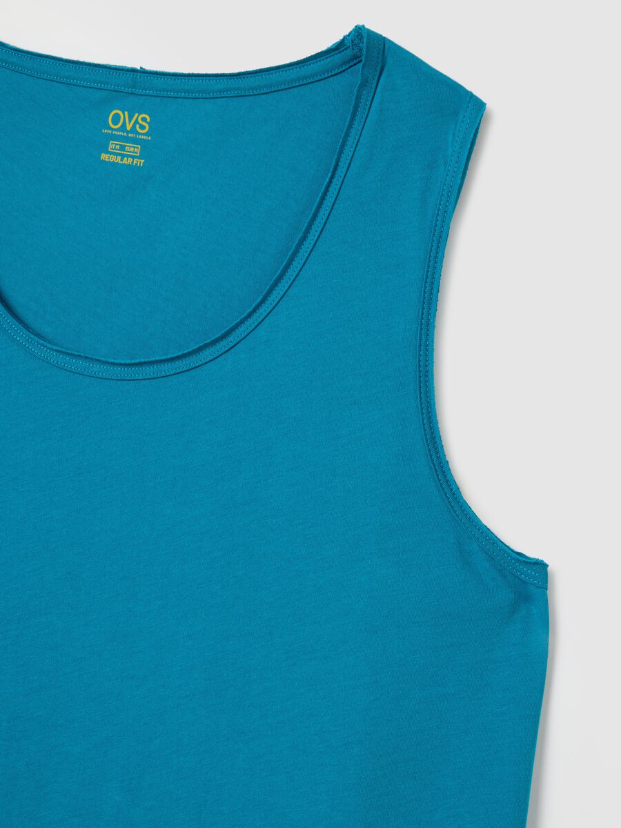 Men's blue pure cotton tank top regular fit_5