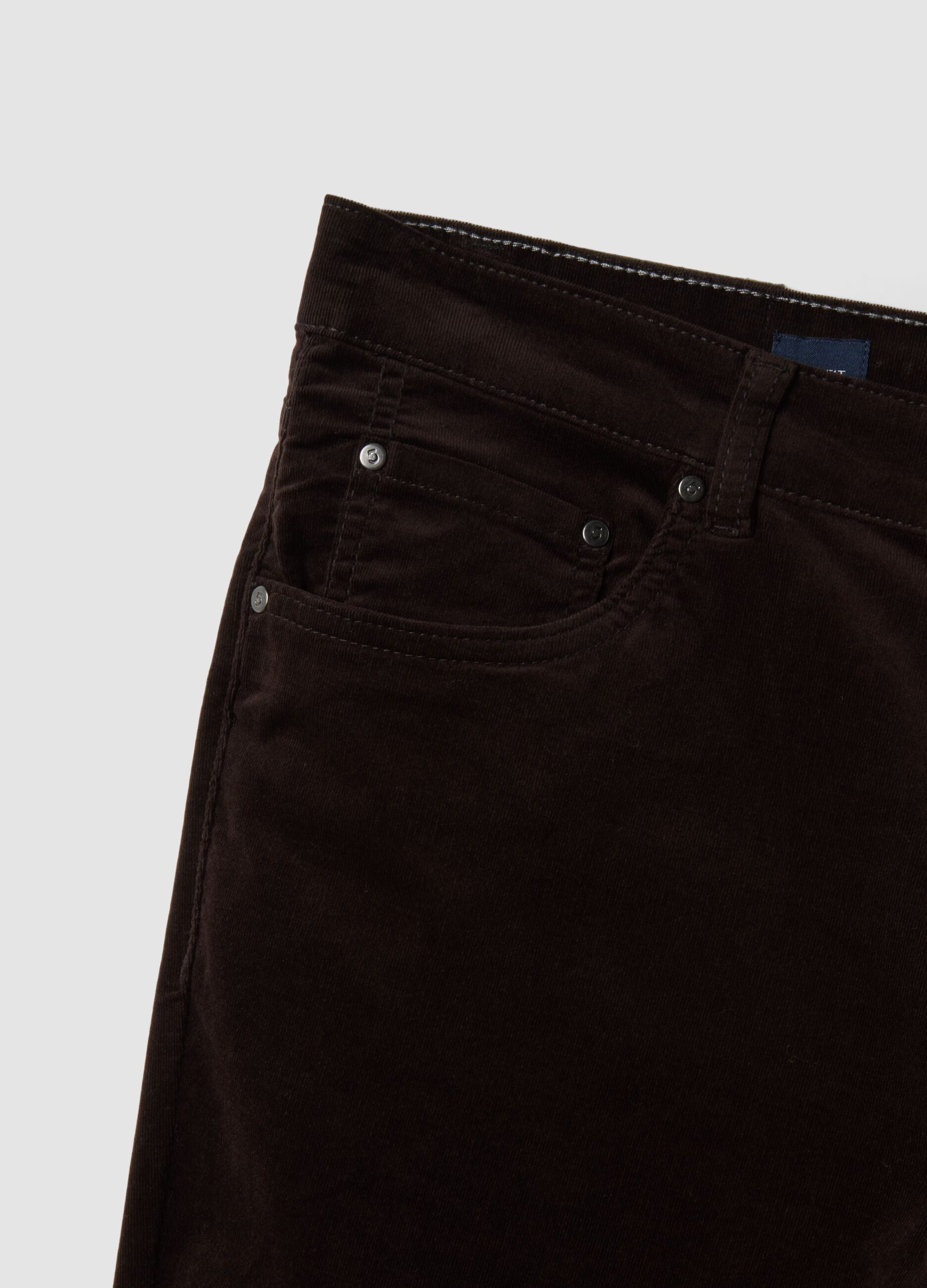 Brown five-pocket stretch cotton trousers