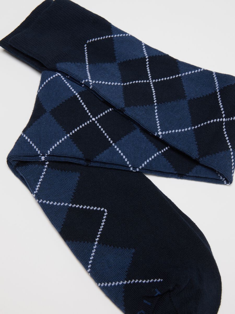 Two-Pack of Long Blue Cotton Stretch Socks_1