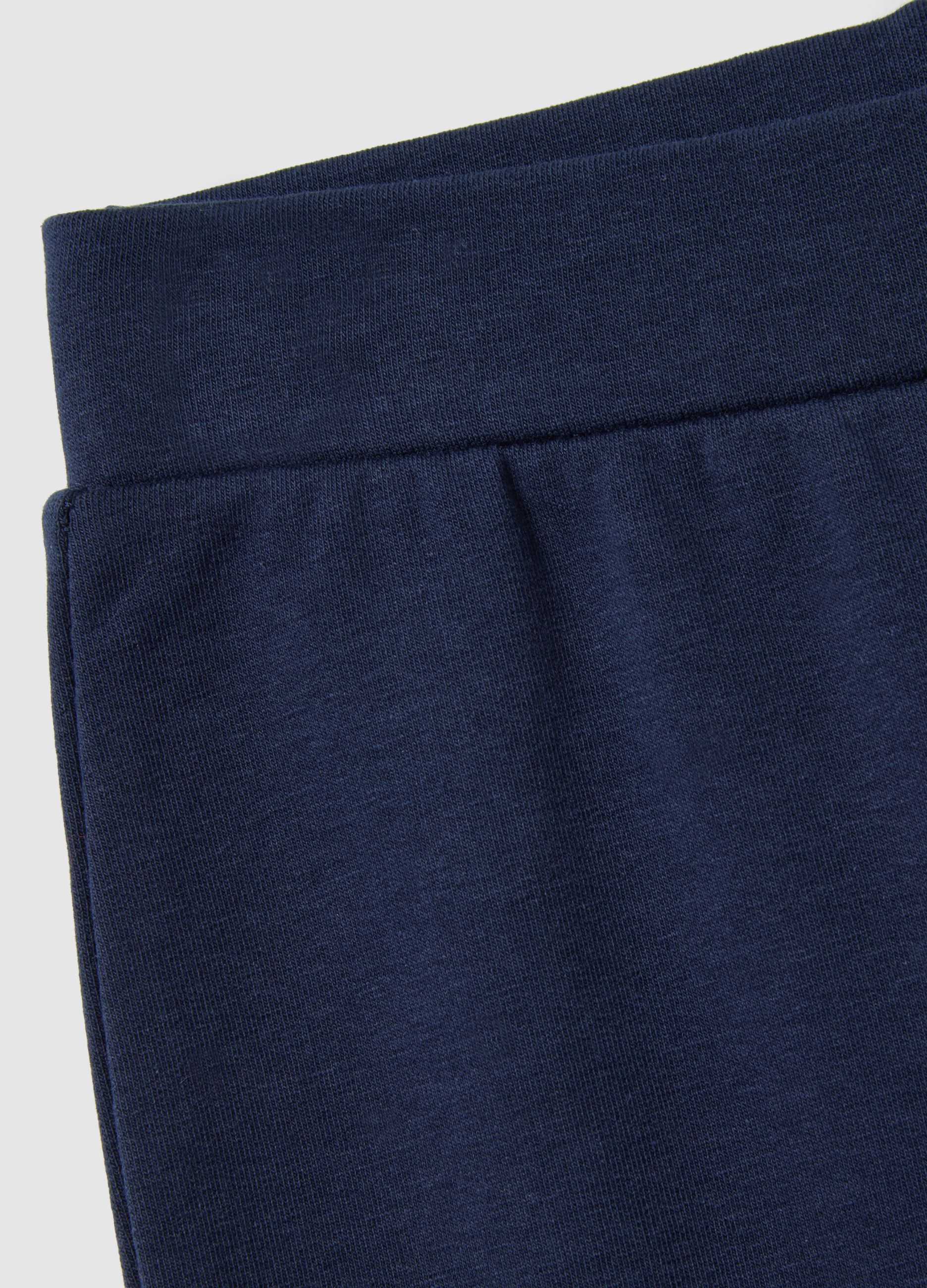Leggings da bambina in cotone elasticizzato blu flare