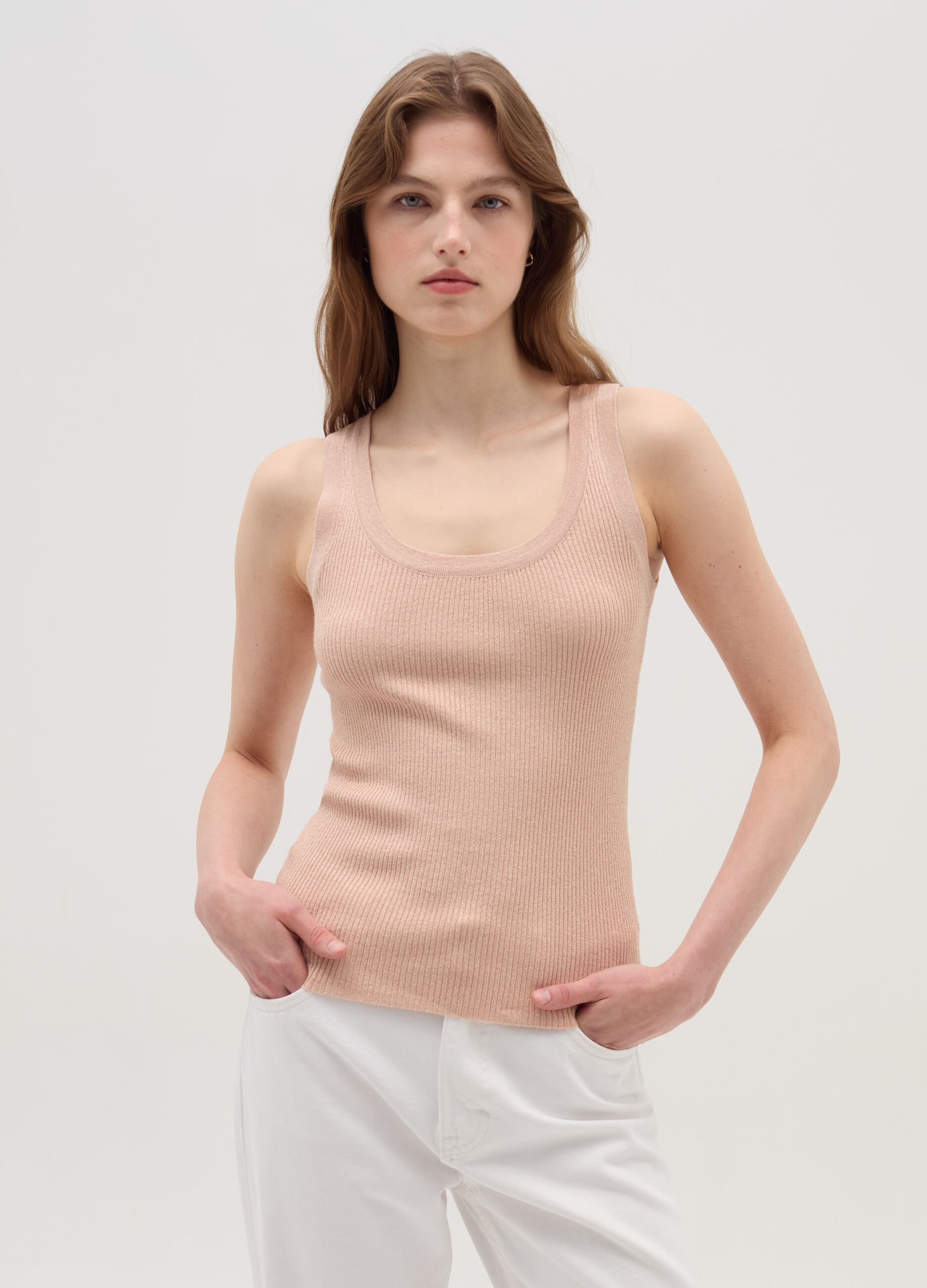 OVS Tank top a costine con lurex