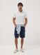 Blue stretch cotton five-pocket Bermuda shorts_0
