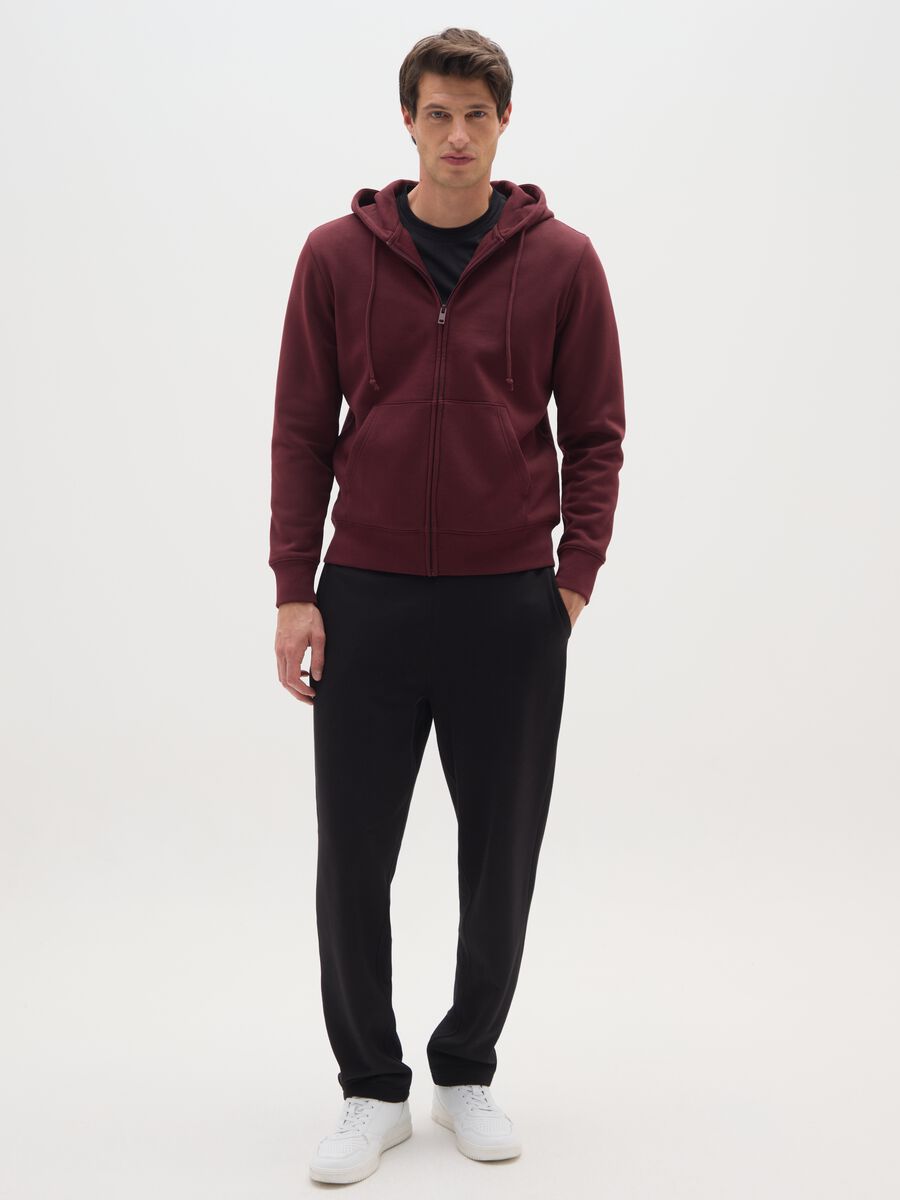 Felpa in misto cotone rossa regular fit con zip e cappuccio_1
