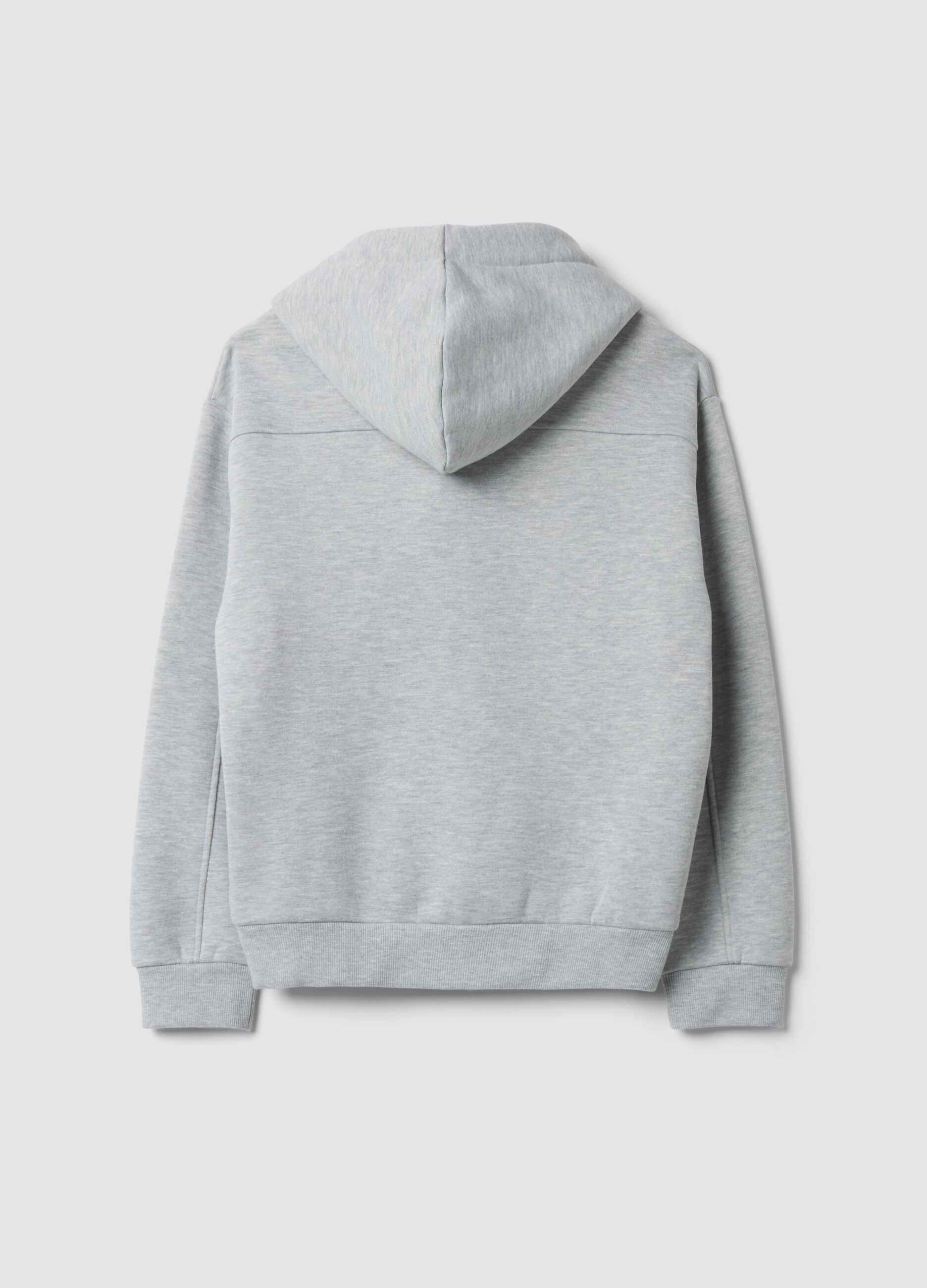 Felpa grigia melange con cappuccio e nodo regular fit