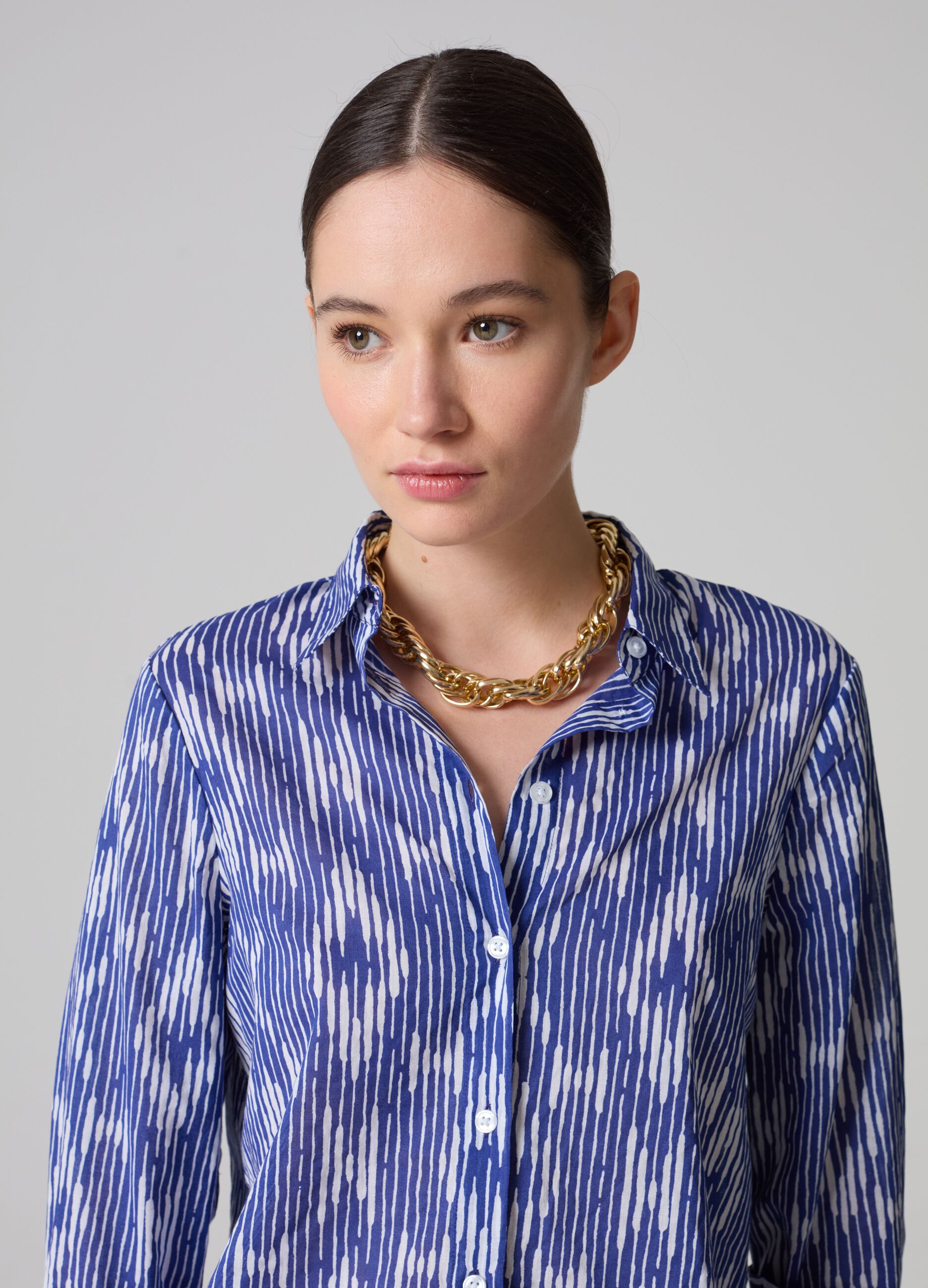 Camicia in cotone con stampa ikat