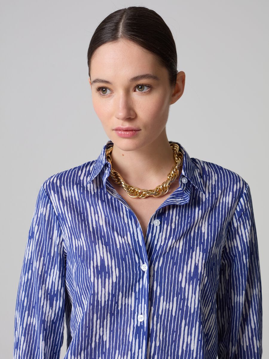 Cotton shirt with ikat print_1