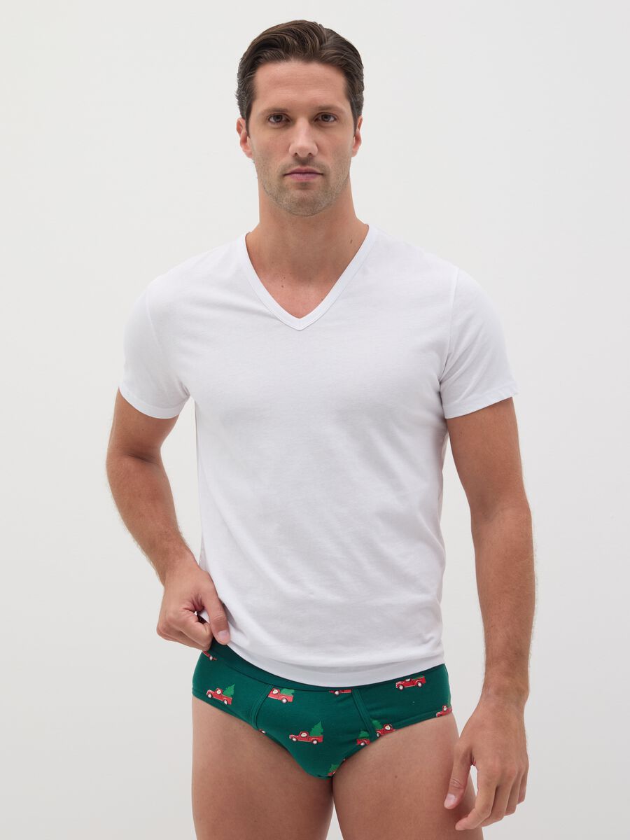 Stretch organic cotton briefs with all-over print_2