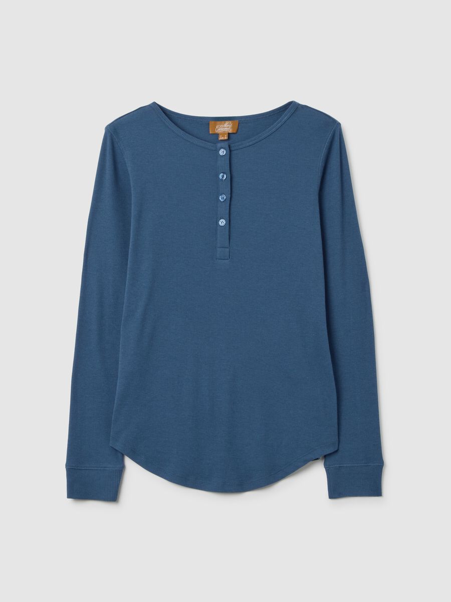 T-Shirt premaman blu a maniche lunghe elasticizzata_4