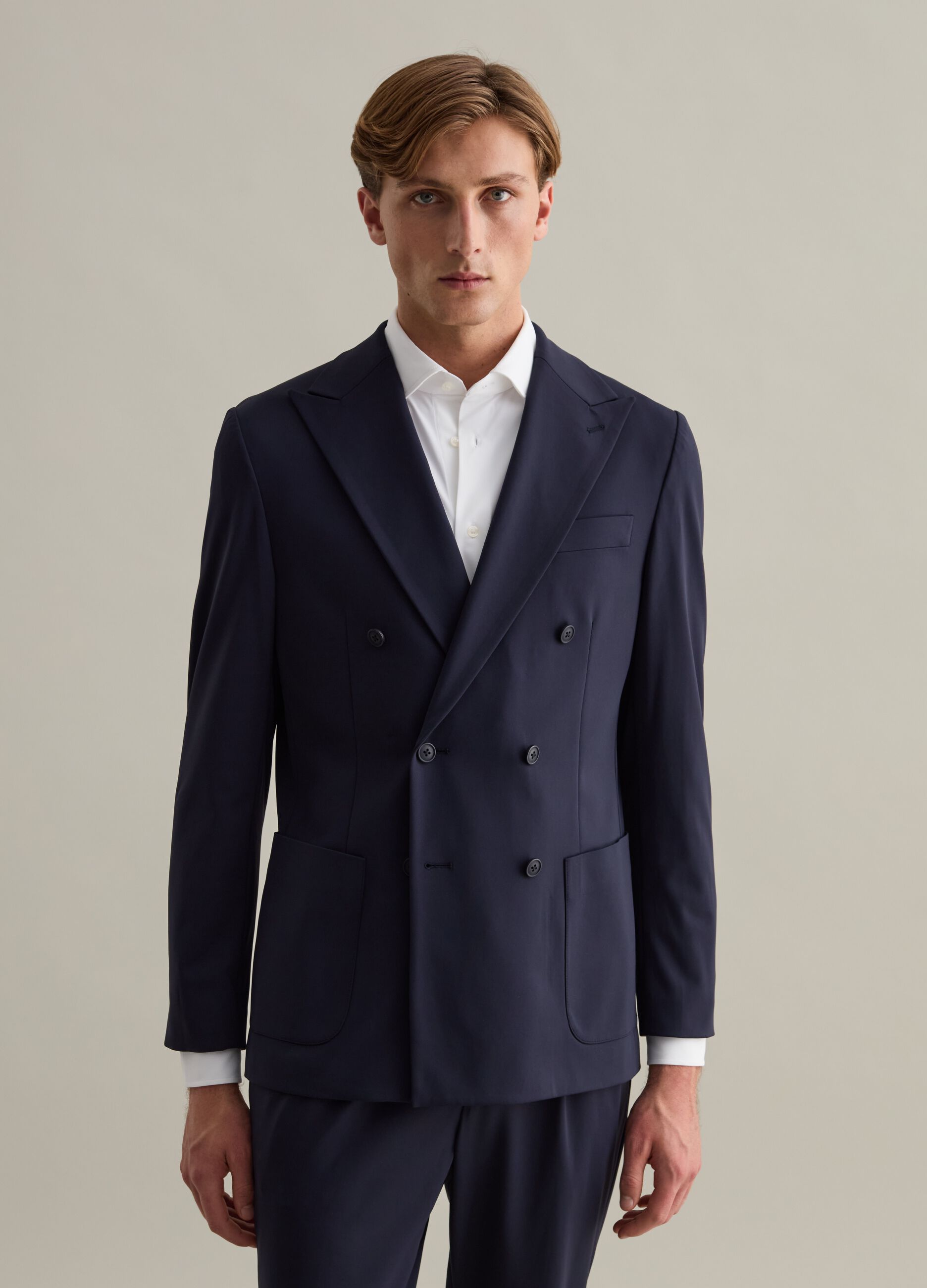 Tech easy-fit double-breasted blazer in technical fabric