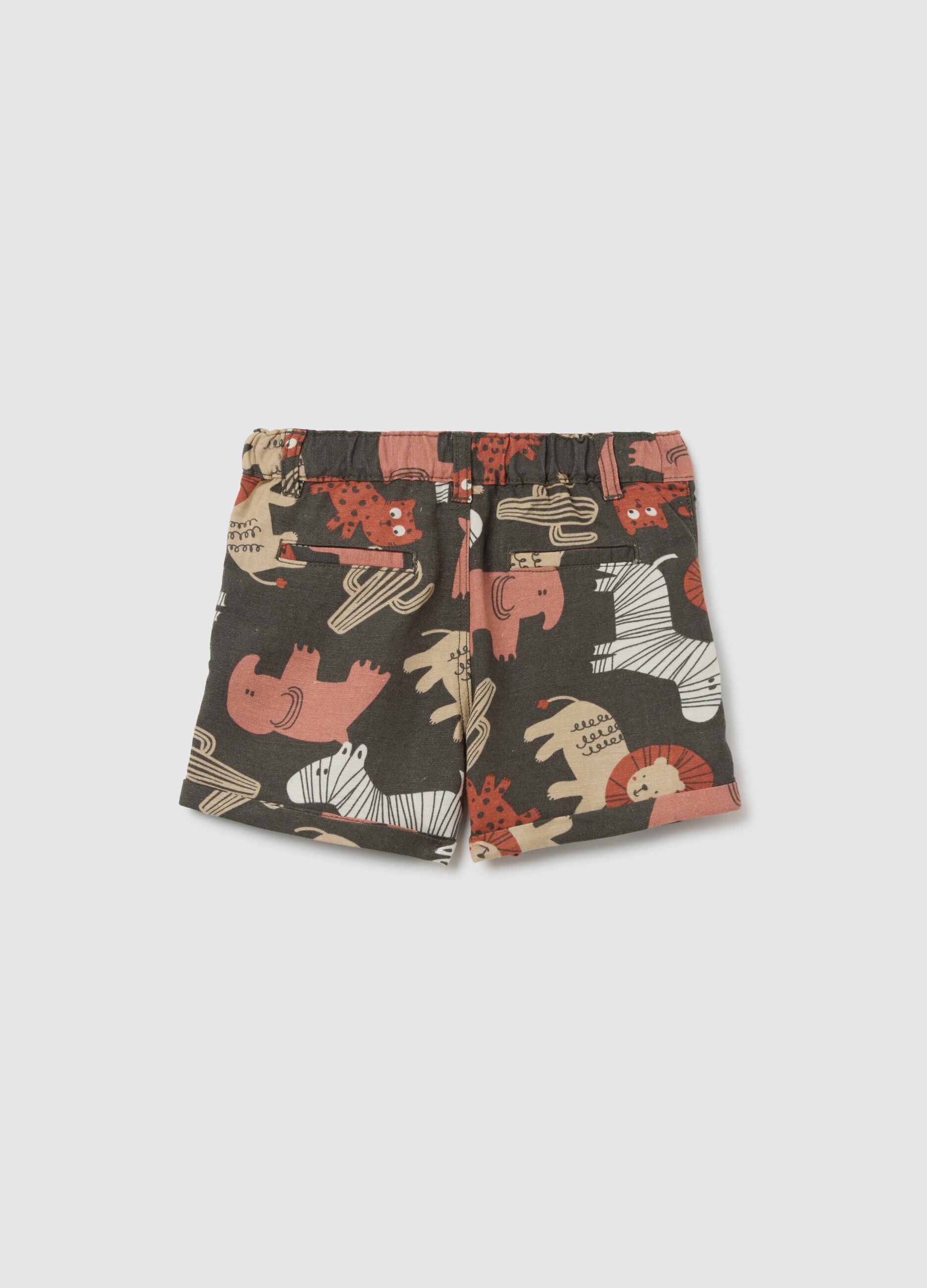 Shorts da bambino in misto viscosa e lino multicolor regular fit