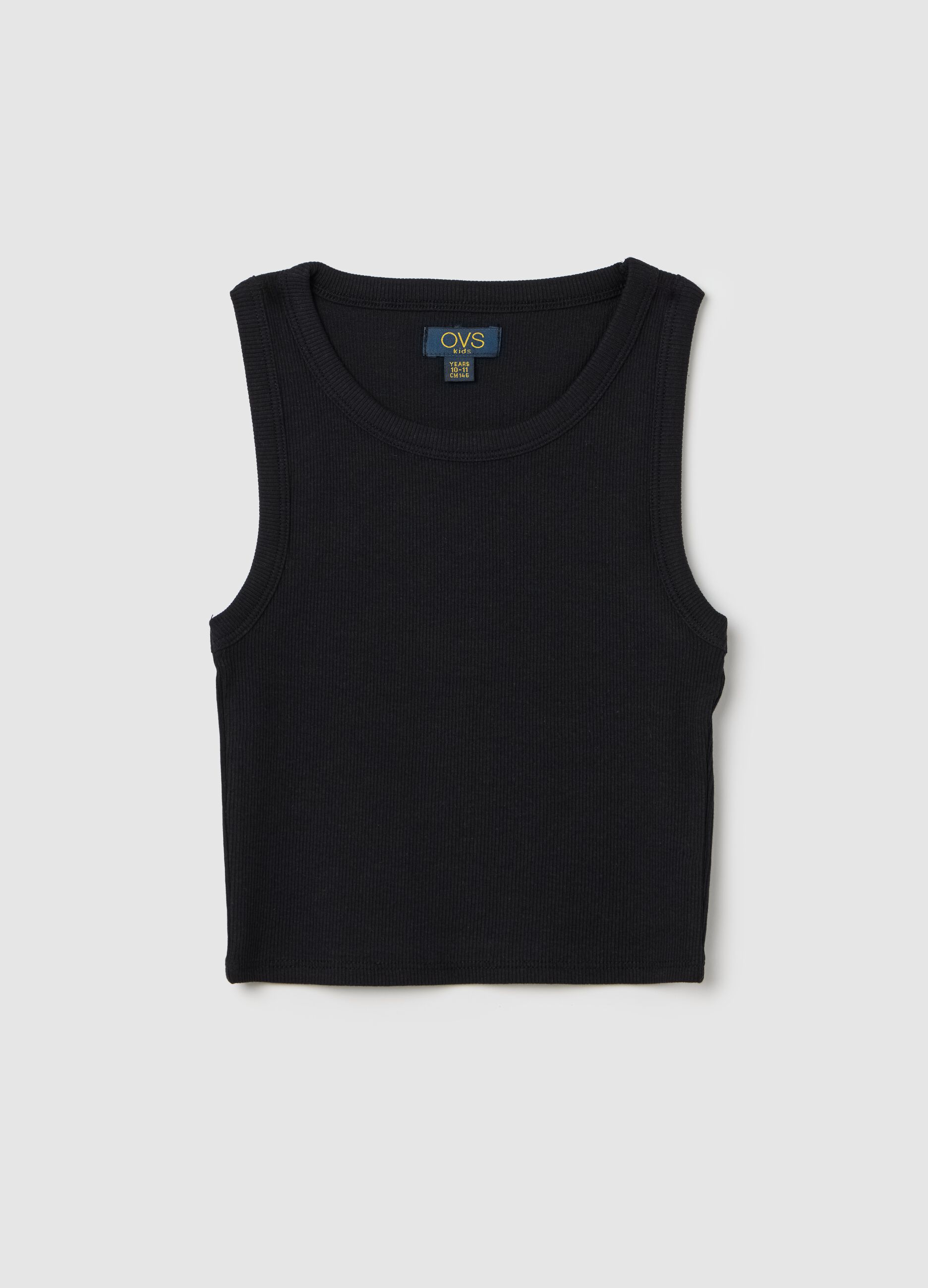Black Stretch Cotton Vest for Girls