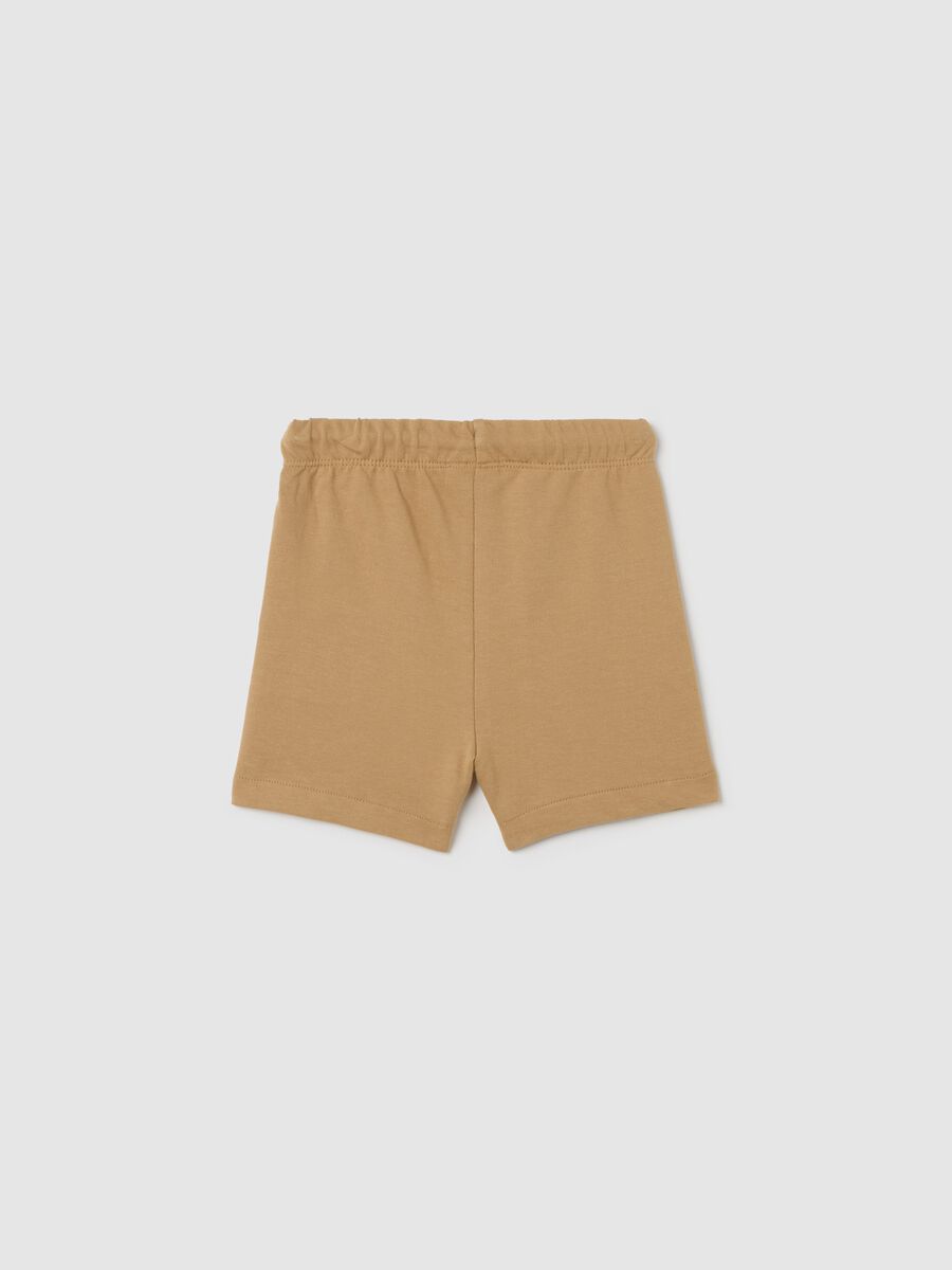 Beige Bermuda shorts with drawstring and waffle weave_1