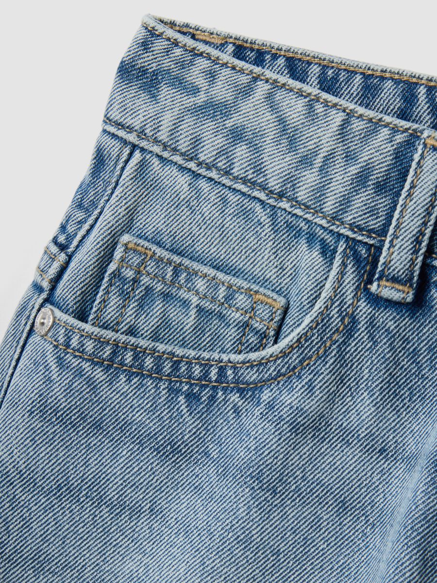 Shorts denim blu in puro cotone da bambino regular fit_2