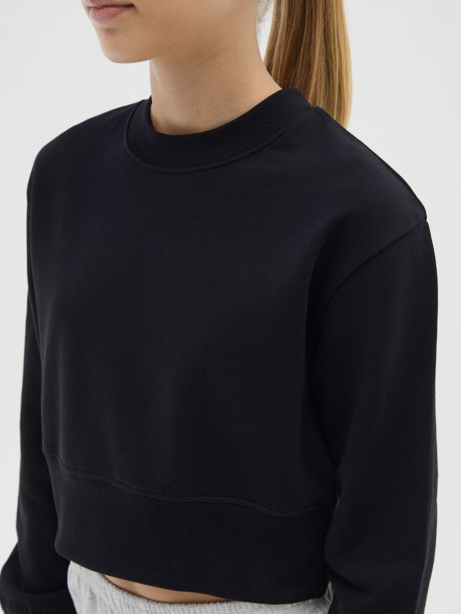 Felpa da ragazze in puro cotone nera regular fit_2